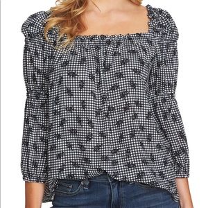 CeCe Square Neck Gingham Top